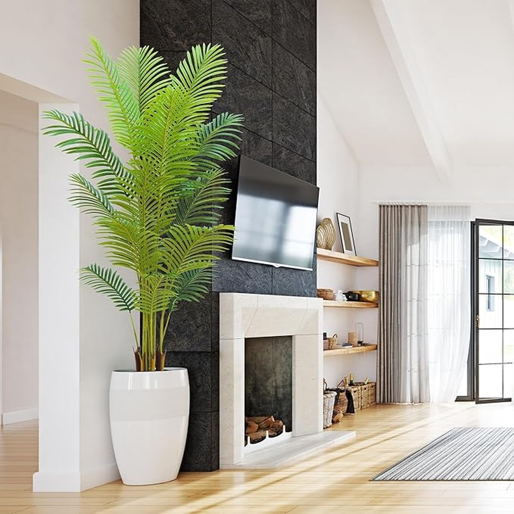 Tall artificial palm with soft fabric foliage (183cm)