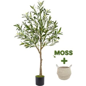 Warmplants artificial olive tree with a woven basket (120cm)