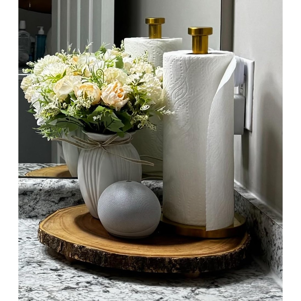 White and champagne artificial peony bouquet in a ceramic vase (29cm) - Image 2