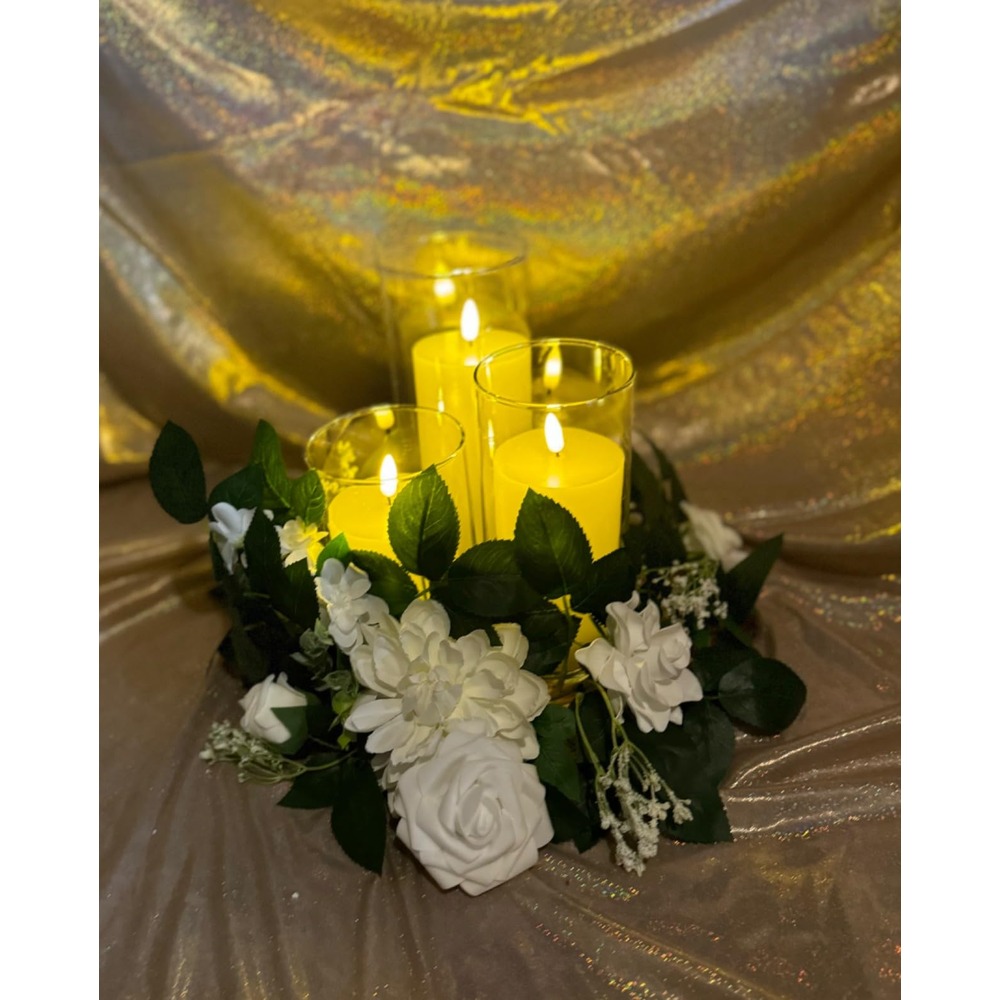 Customer photo: White artificial rose garlands for wedding lanterns and aisle decor (set of 6)