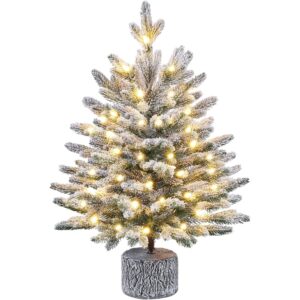 Yaheetech snowy spruce Christmas tree with warm white lights (2ft)